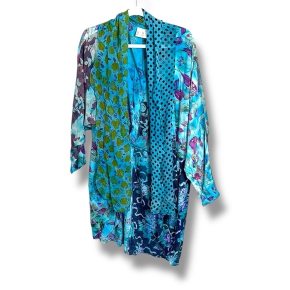 URU Hand Dyed Floral Cover Up Cardigan Made in the USA One Size - Picture 1 of 7